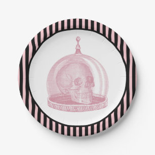 Plato De Papel Calavera vintage en un Cloche   Apothecary Hallowe