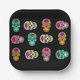 Plato De Papel Calaveras de azúcar