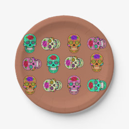 Plato De Papel Calaveras de azúcar