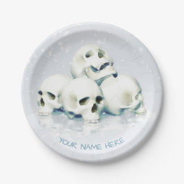 Plato De Papel Calaveras en la nieve. Personalizado