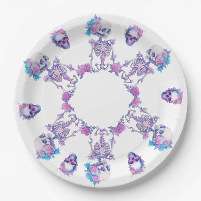 Plato De Papel Calaveras Pastelloween (Anverso)