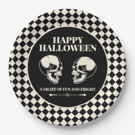 Plato De Papel Calaveras riendo en Halloween Diversión y espanto