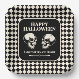 Plato De Papel Calaveras riendo en Halloween Diversión y susto