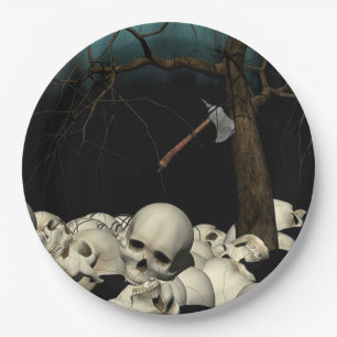 Plato De Papel Calaveras y hacha