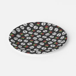Plato De Papel Calaveras y Rosas