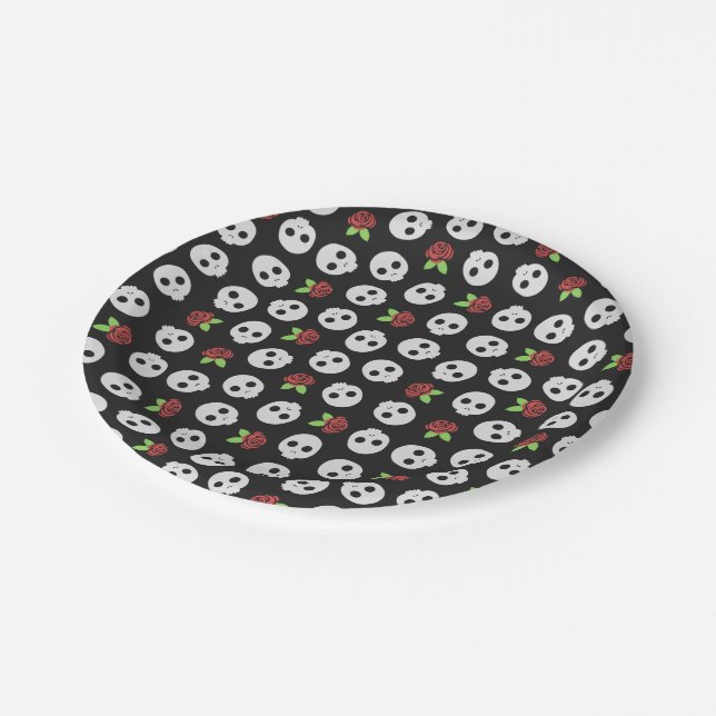 Plato De Papel Calaveras y Rosas (Angular)