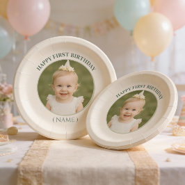 Plato De Papel Calcomanía de cumpleaños con foto personalizada -