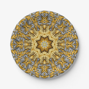 Plato De Papel Caleidoscopio del vintage de la plata del oro del