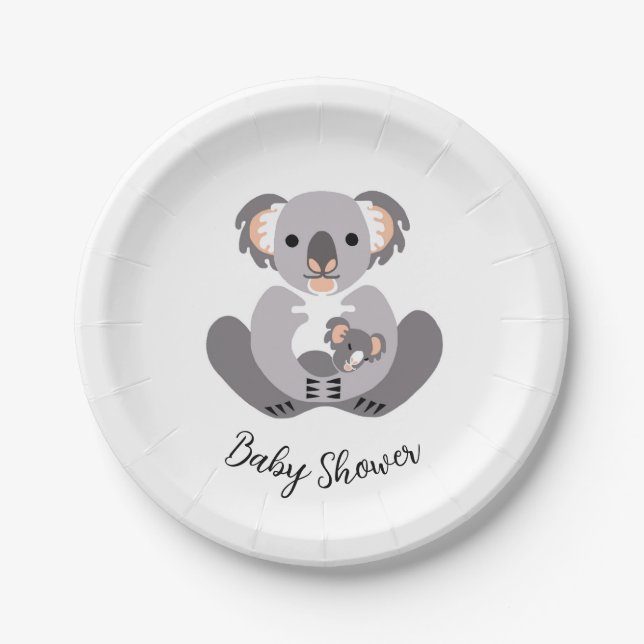 Plato De Papel Cálido KOALA - Ducha para bebé - Fiesta (Anverso)