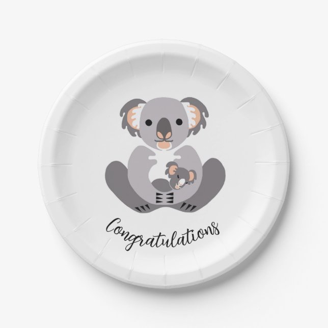 Plato De Papel Cálido KOALA - Felicitaciones - Fiesta (Anverso)