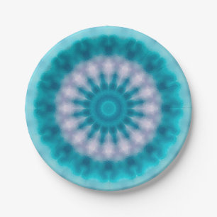 Plato De Papel Calidoscopio azul cielo