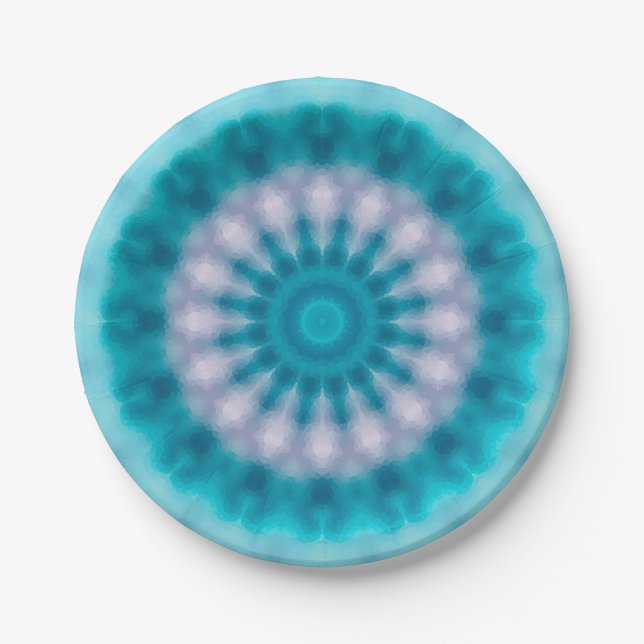 Plato De Papel Calidoscopio azul cielo (Anverso)