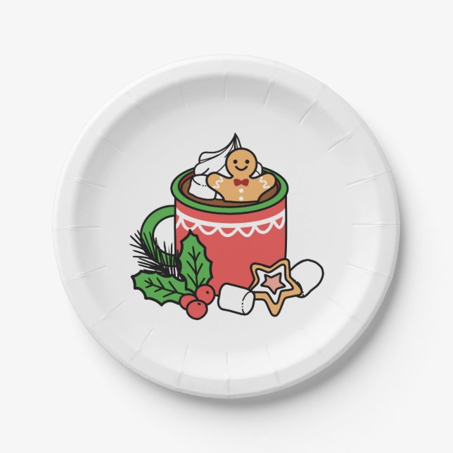 Plato De Papel Caliente con llamadas de cacao a la caída de la ni (Anverso)