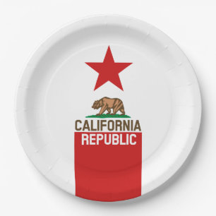 Plato De Papel CALIFORNIA REPÚBLICA Bandera Estatal Diseño Estrel