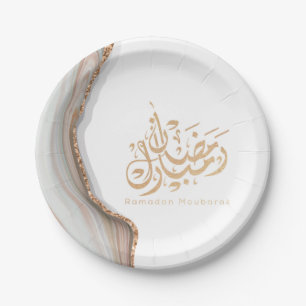 Plato De Papel Caligrafía árabe de Ramadan Mubarak