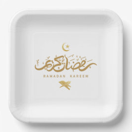 Plato De Papel Caligrafía árabe musulmana Ramadan Kareem