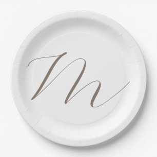 Plato De Papel Caligrafía de monograma Clásica Única Moderna