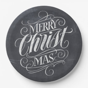 Plato De Papel Caligrafía del tablero de cromo de Navidad Christi