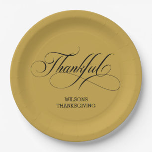 Plato De Papel Caligrafía Marigold Personalizada Y Elegante Graci