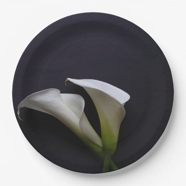 Plato De Papel Calla se asienta en un fondo oscuro (Anverso)