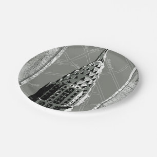 Plato De Papel Calles de Nueva York con edificio Empire State