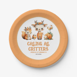 Plato De Papel Calling All Critters Woodland Fall Kids' Birthday