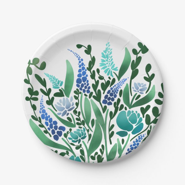 Plato De Papel Calm Abstract Floral (Anverso)