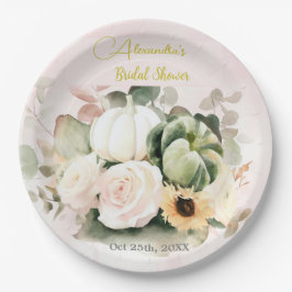 Plato De Papel Calzas de caída de rosas blancas