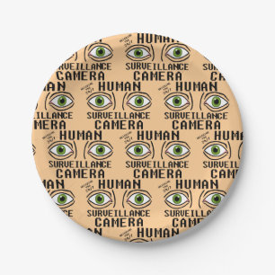 Plato De Papel Cámara de Vigilancia Humana Humor Seco
