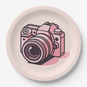 Plato De Papel Cámara réflex digital personalizada de moda rosa F