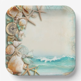 Plato De Papel Camaradas de bodas en la playa