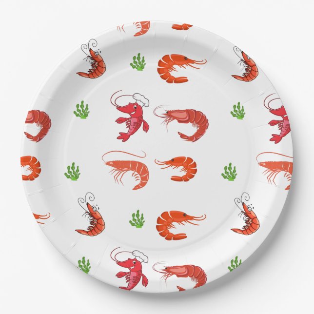Plato De Papel Camarón rojo Ocean Life (Anverso)