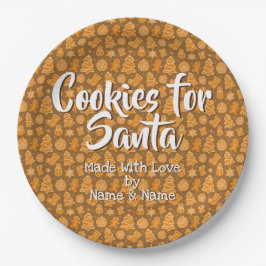 Plato De Papel Cambiar cualquier texto - Santa Cookies hecha con 