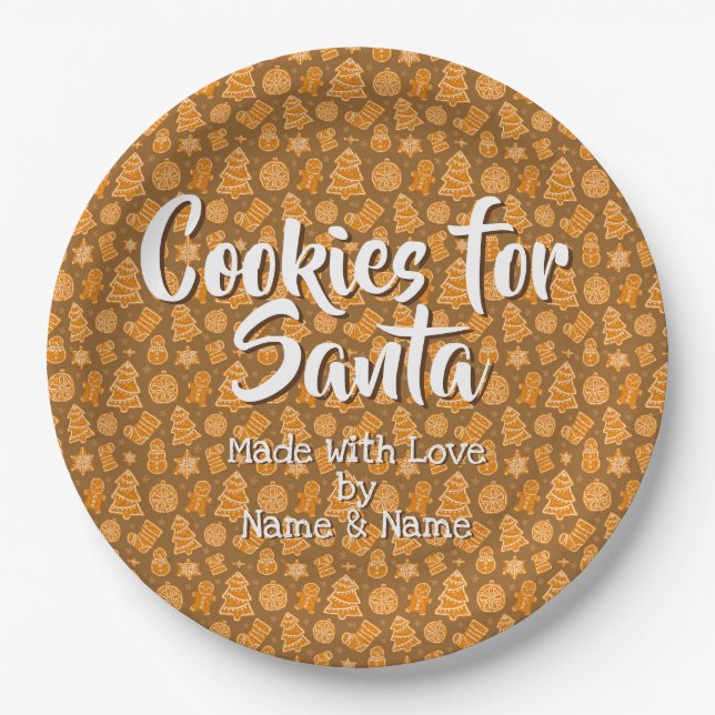 Plato De Papel Cambiar cualquier texto - Santa Cookies hecha con  (Anverso)