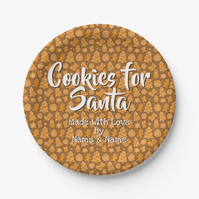 Plato De Papel Cambiar cualquier texto - Santa Cookies hecha con  (Anverso)