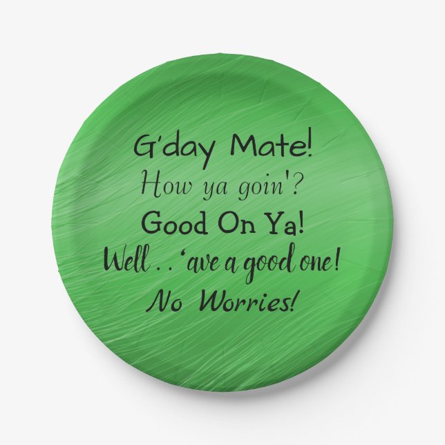 Plato De Papel Cambiar texto - Conversación de jerga australiana  (Anverso)