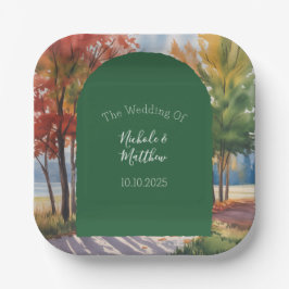 Plato De Papel Cambio de otoño del Boda de hojas