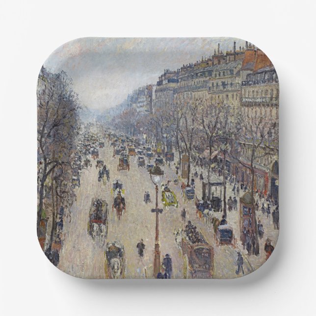 Plato De Papel Camille Pissarro - Boulevard Montmartre, mañana (Anverso)