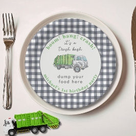 Plato De Papel Camión de Basura Cumpleaños Personalizado Divertid