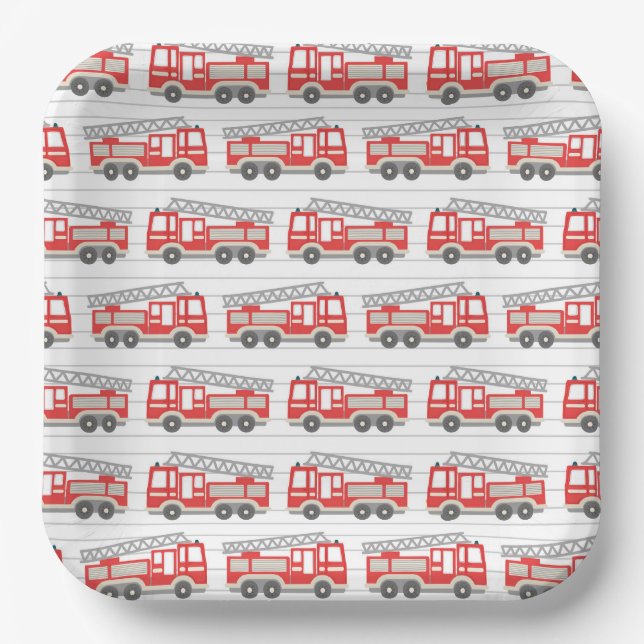Plato De Papel Camión de bomberos  (Anverso)