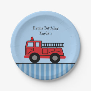 Plato De Papel Camión de bomberos personalizado Cumpleaños pers