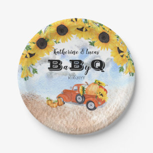 Plato De Papel Camión de calabaza de otoño   Sunflowers Baby BBQ