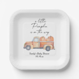 Plato De Papel Camión de calabaza - Pequeña calabaza está en cami