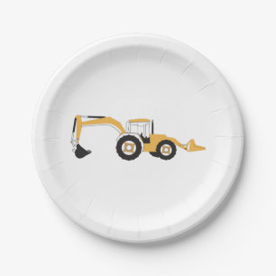 Plato De Papel Camión de construcción Backhoe
