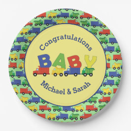 Plato De Papel Camión de construcción de Baby Shower