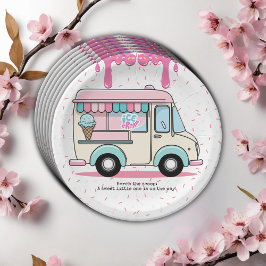 Plato De Papel Camión de crema de hielo Dispersa Baby Shower