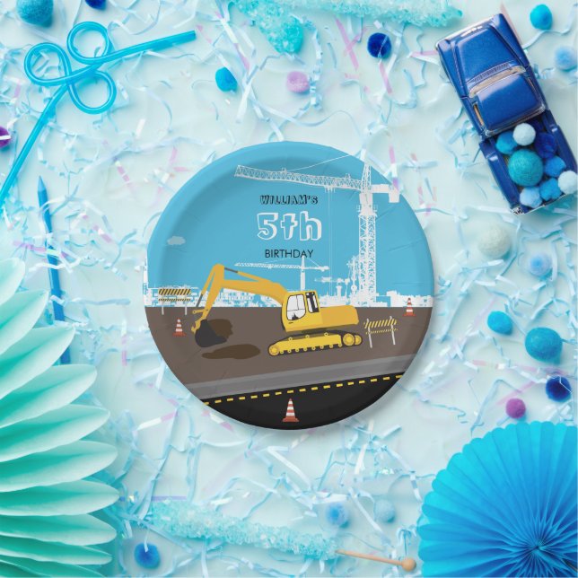 Plato De Papel Camión de excavación Camiones de construcción Fies (Fiesta)