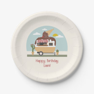 Plato De Papel Camión de helado de chocolate niños cumpleaños