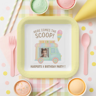 Plato De Papel Camión de helado personalizado Cumpleaños con foto