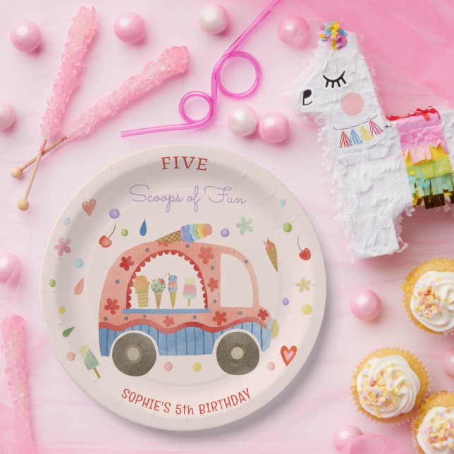 Plato De Papel Camión de helados Casuales de divertidos niños cum (Fiesta)